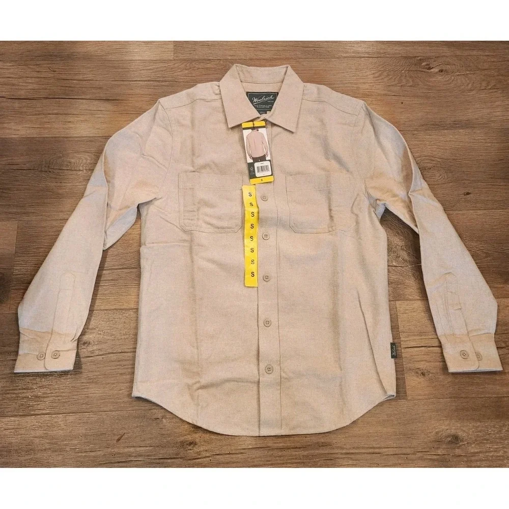 Woolrich Green‎ Label Chamois Soft Cotton Button-Up Shirt Tan Men's Small NWT